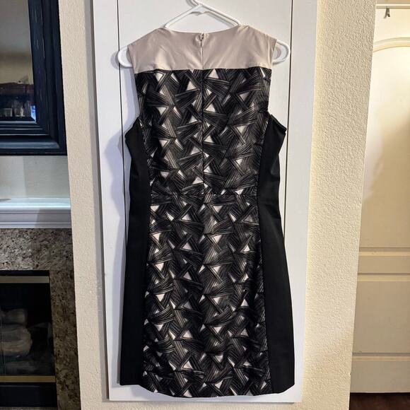 NWT Diane Von Furstenberg Reona Geometric Sheath Dress Size 10 Black Tan - Picture 5 of 12